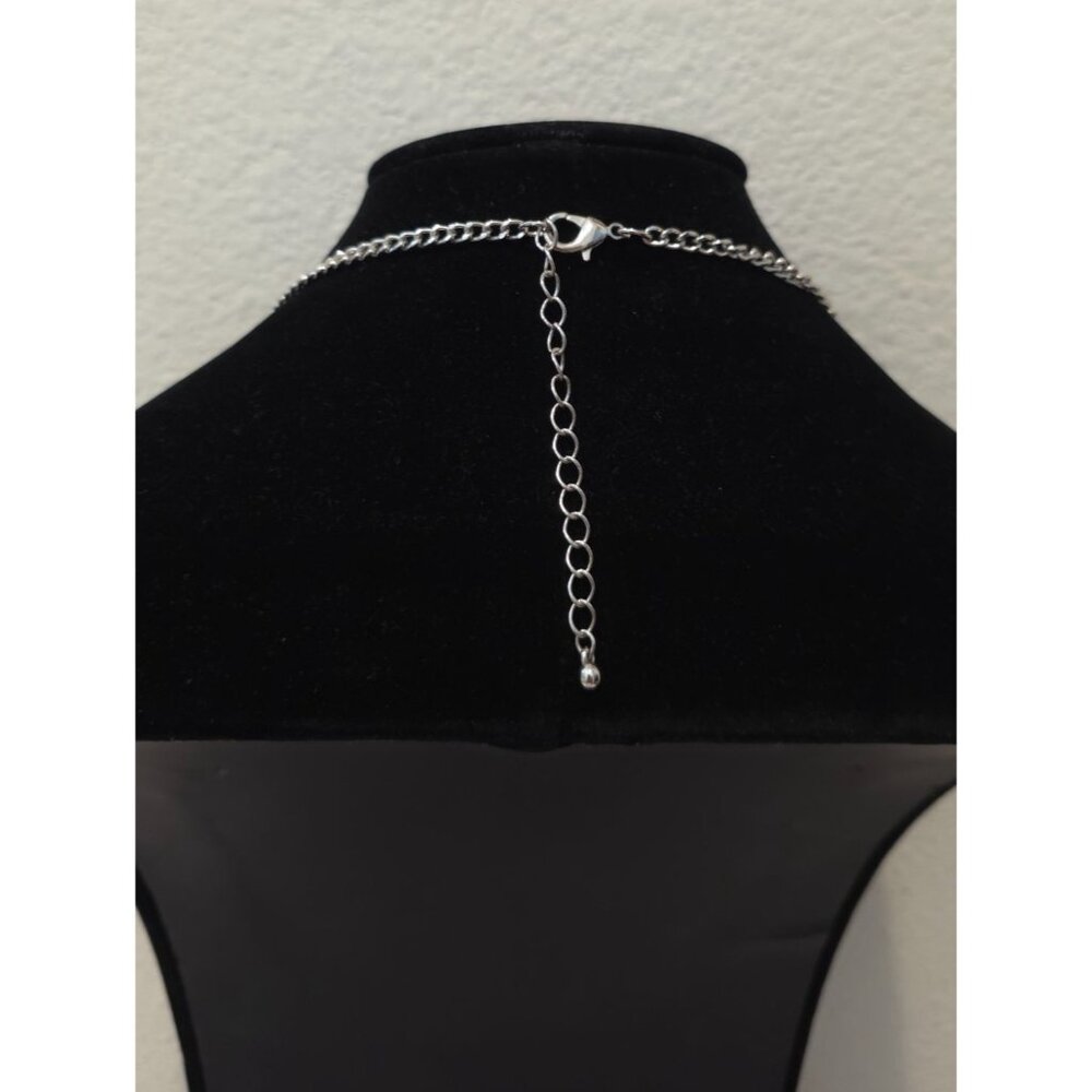 Christopher & Banks Silver-Toned Floral Design Violet-Rose Rhinestone Necklace - Picture 4 of 4